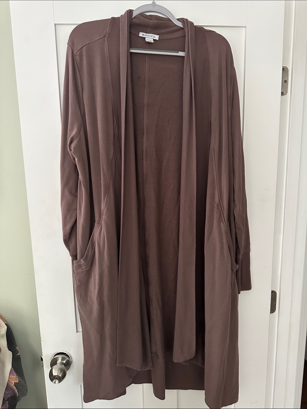Draped Open Front Cardigan - Mauve Brown 06